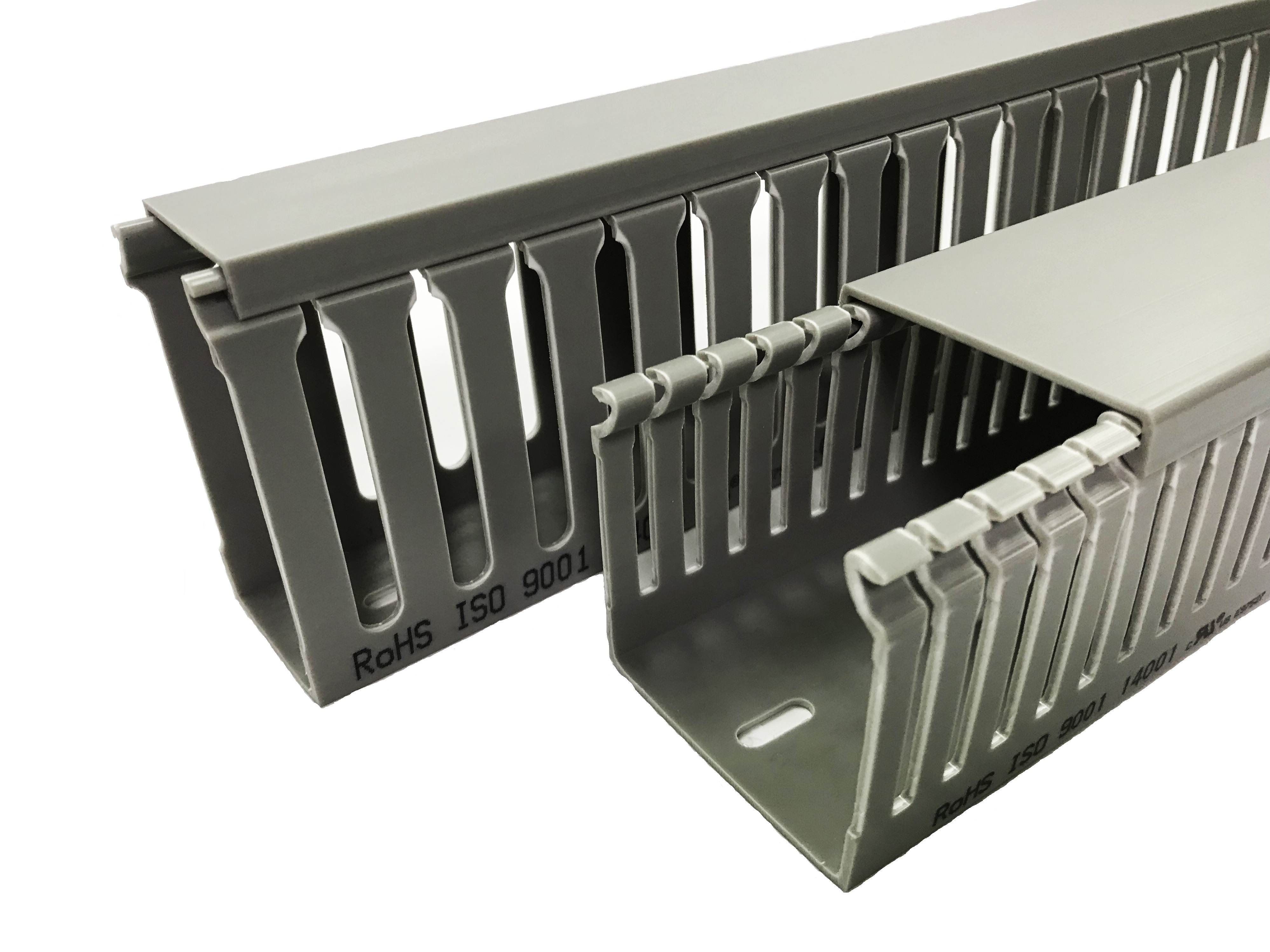 RS PRO Wiring Duct Grey - Open Slot, W25mm x D50 mm, L1 m, Polyvinyl Chloride
