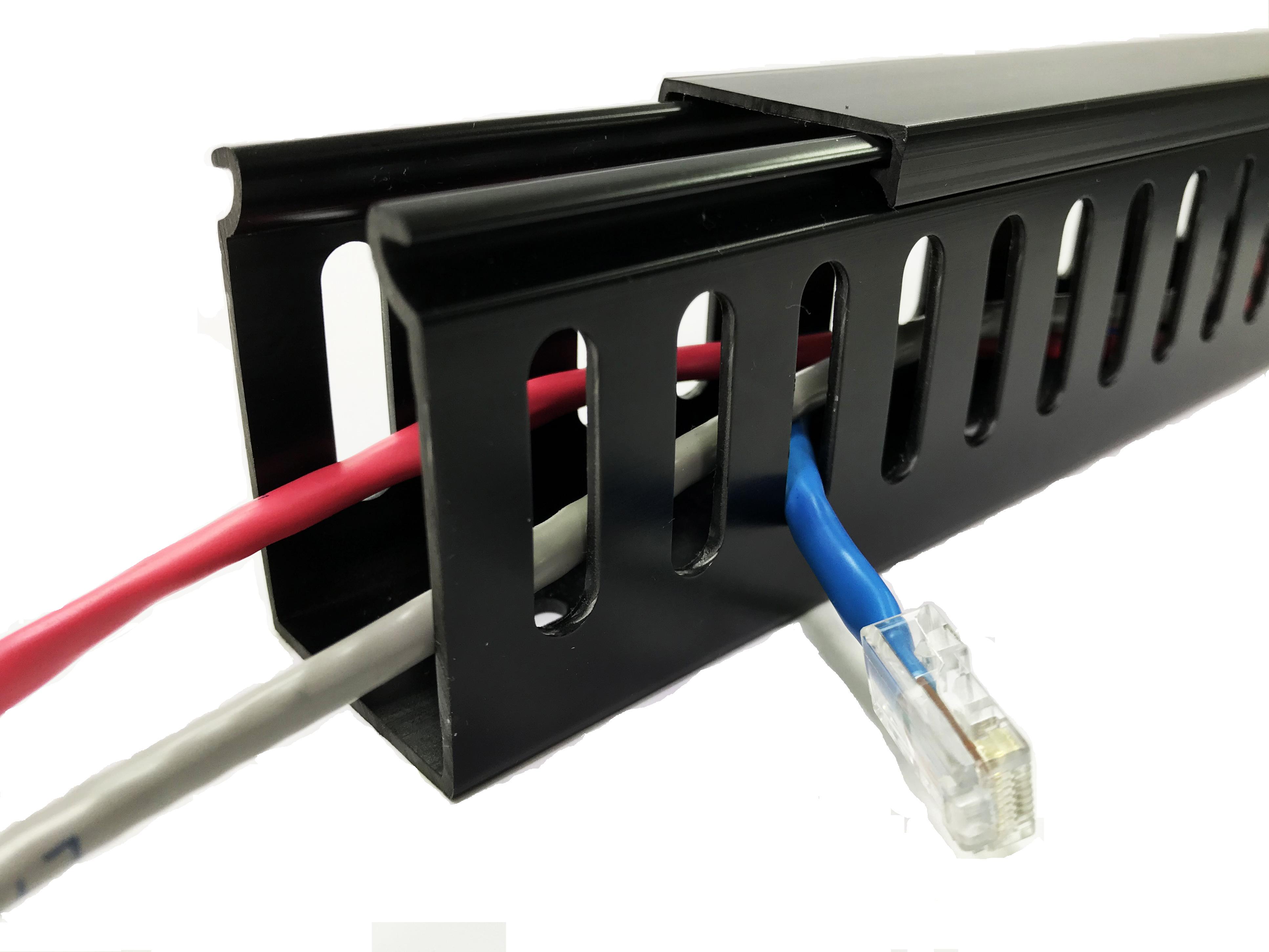 233-9189 RS PRO Wiring Duct Black - Open Slot, W80mm x D60 mm, L2 m, Polyvinyl Chloride
