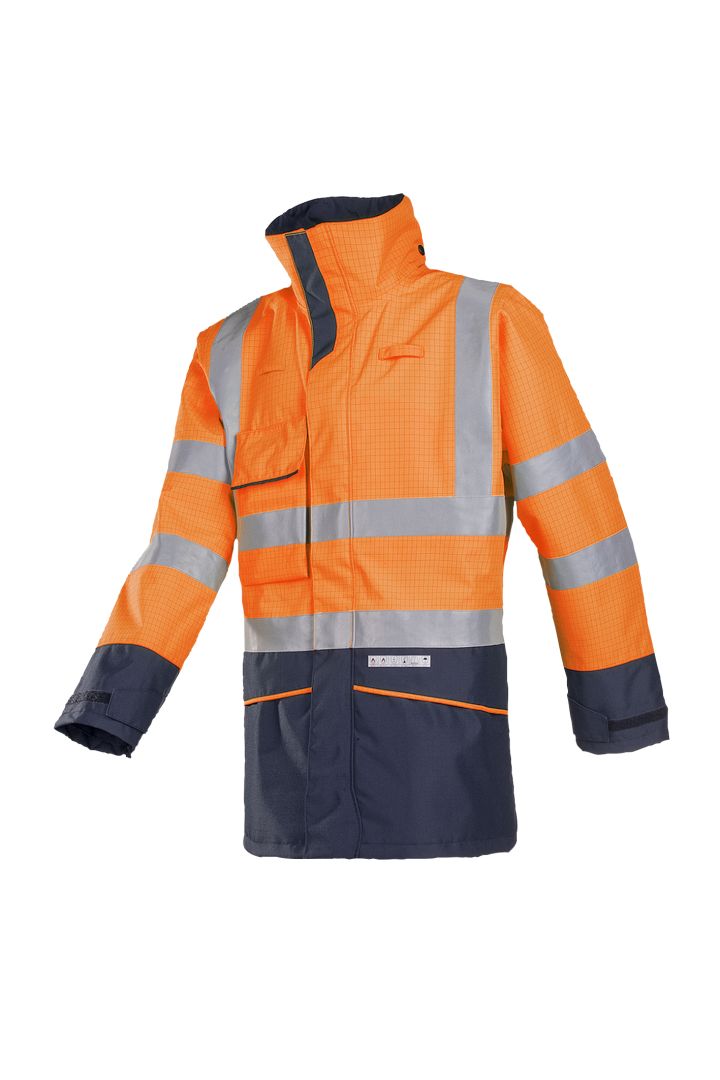 Sioen Hedland Orange/Navy Unisex Hi Vis Jacket, XS