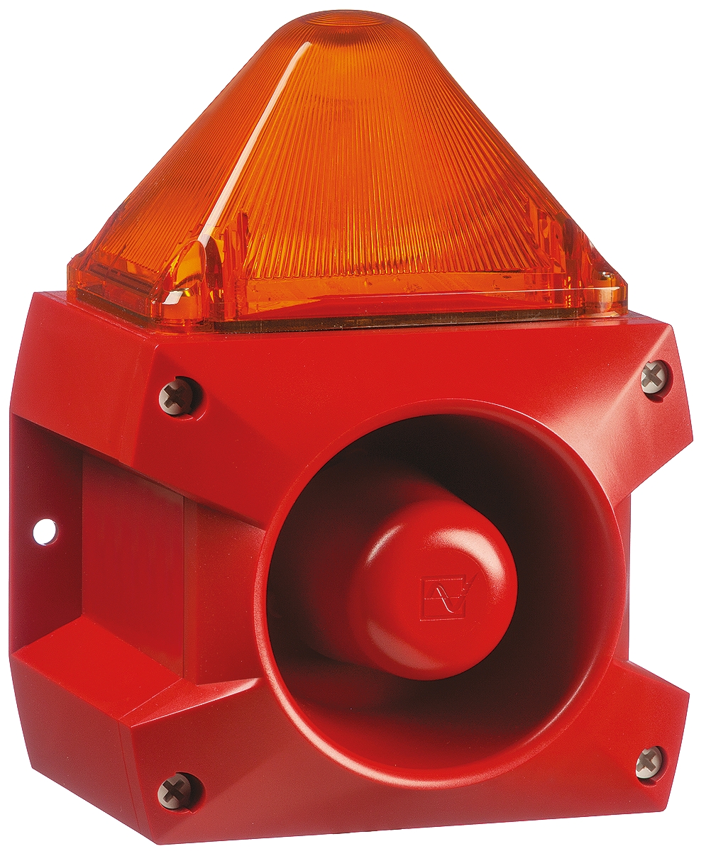 Pfannenberg PA X 5-05 Series Amber Sounder-Beacon Combination, IP66 24V dc Base 100 dB @ 1m