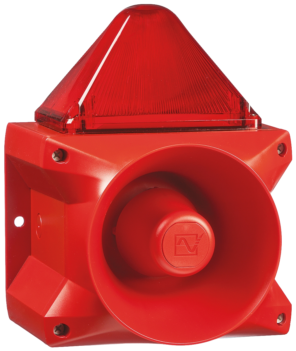 Pfannenberg PA x 20-15 Series Red Sounder-Beacon Combination, IP66 24V dc Base 110 dB @ 1m