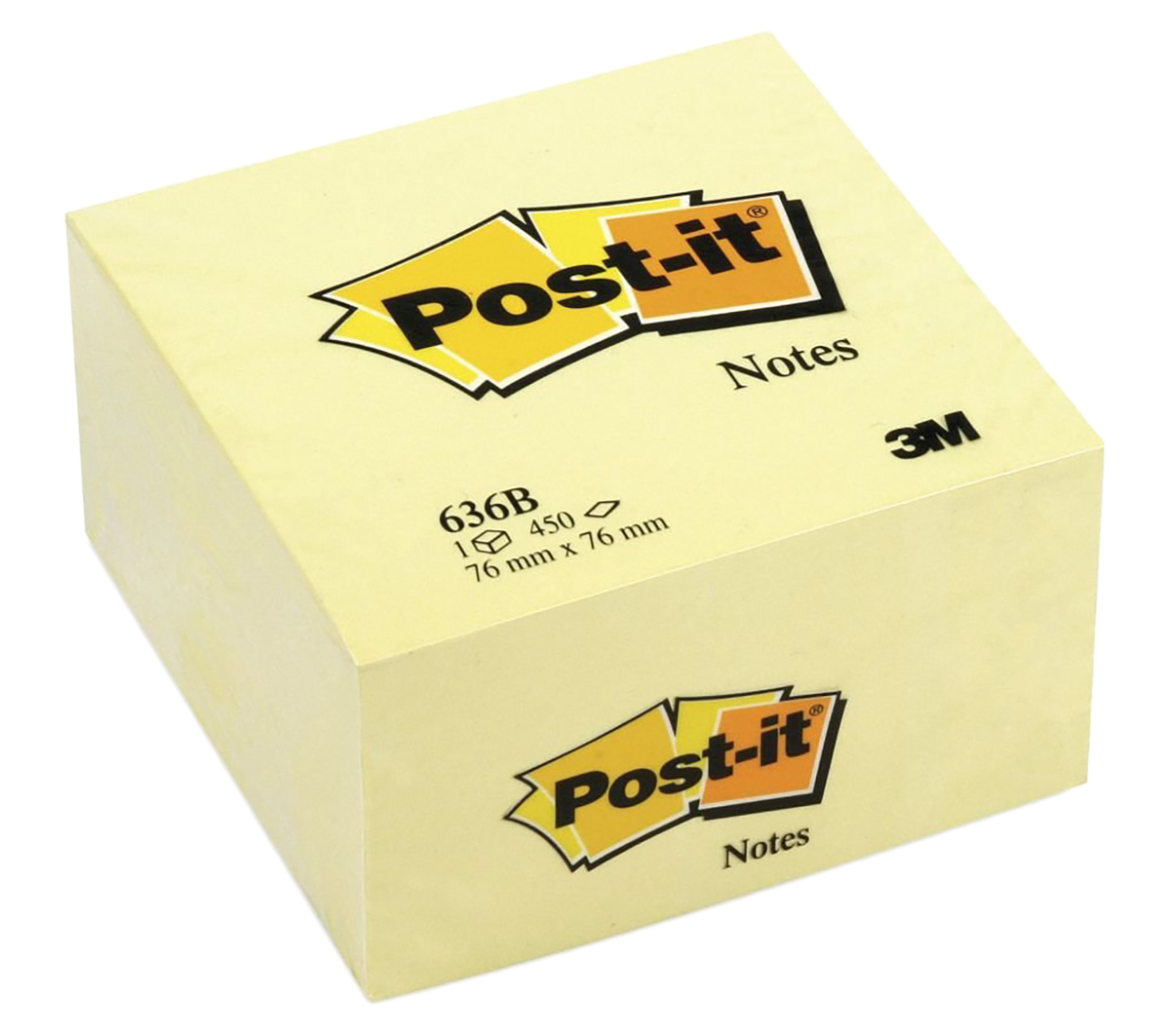 Post-It Yellow Sticky Note, 450 Notes per Pad, 76 mm x 76 mm