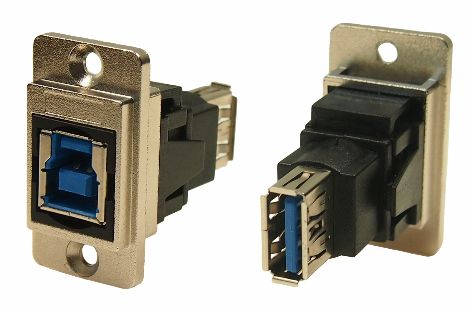 RS PRO Straight, Panel Female/Female- 2 Port Type USB Type B to A USB Connector USB 3.0
