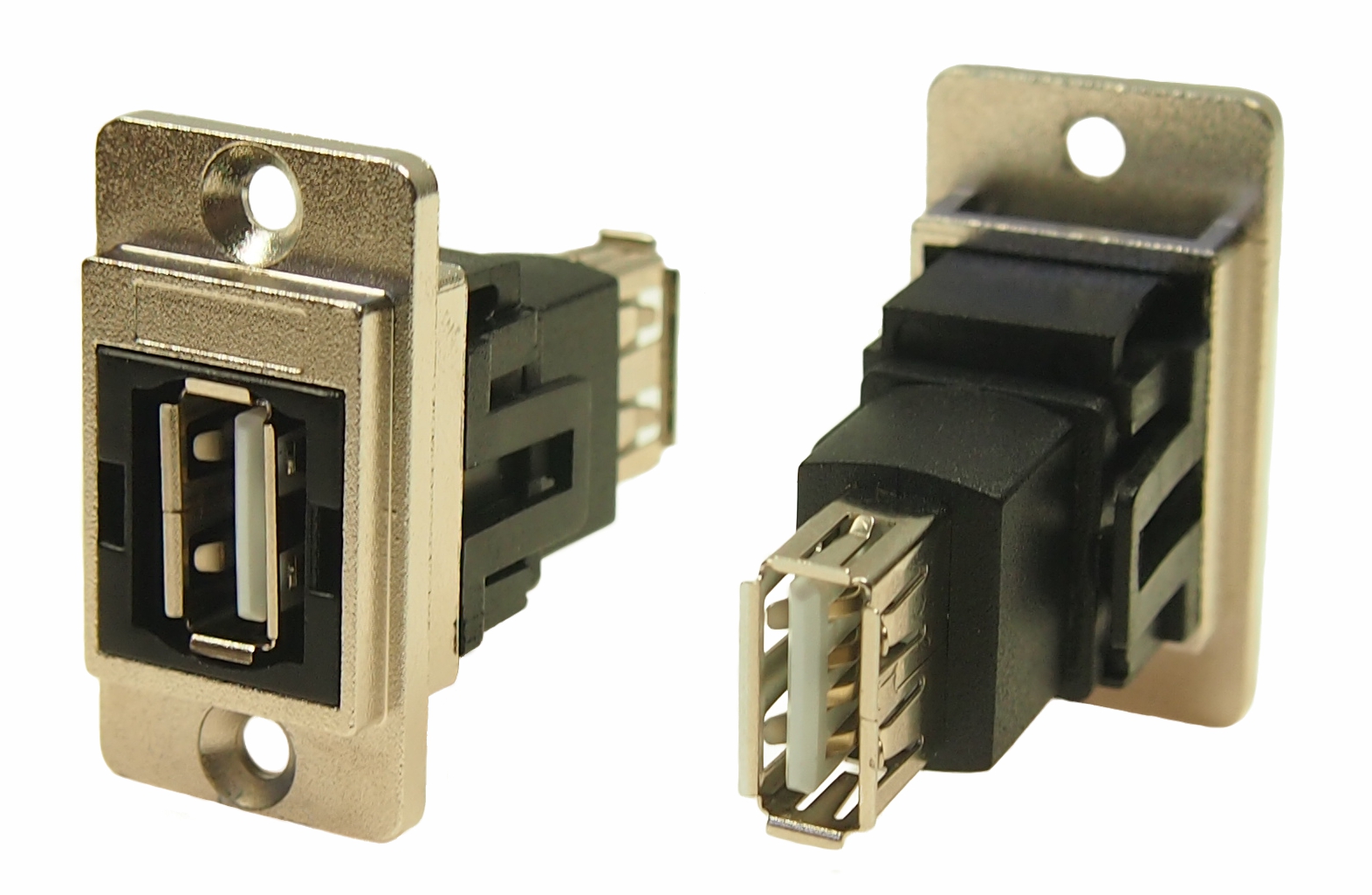 RS PRO Straight, Panel Female/Female- 2 Port Type USB Type A to A USB Connector USB 2.0
