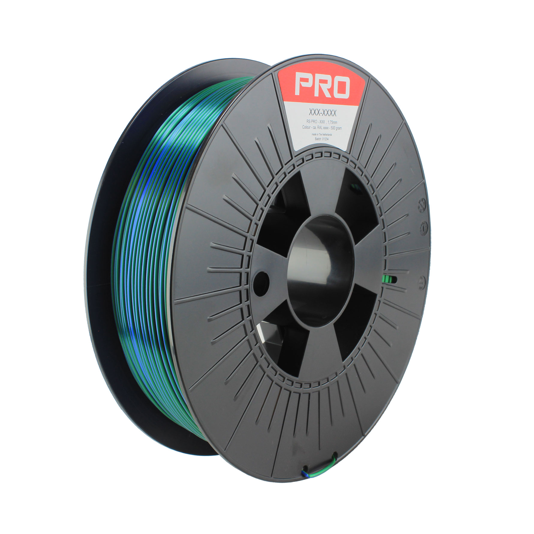 235-8887 RS PRO 1.75 mm Blue, Green PLA 3D Printer Filament, 300 g