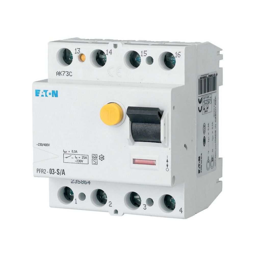 Eaton PFR Series Residual Current Circuit Breaker, 25A, 4-Pole, 3 mA, Type A 400V ac