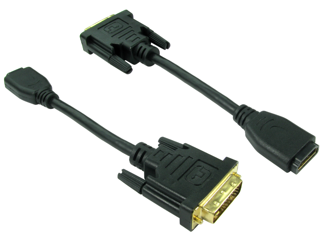 RS PRO, Male DVI-D Dual Link to Female HDMI Cable, 150 mm Black sheath Polyvinyl Chloride