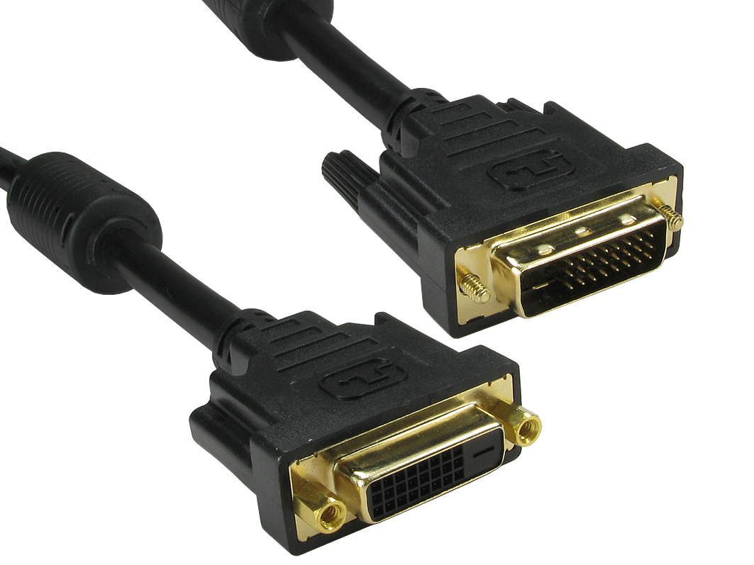 RS PRO, Male DVI-D Dual Link to Female DVI-D Cable, 2 m Black sheath Polyvinyl Chloride