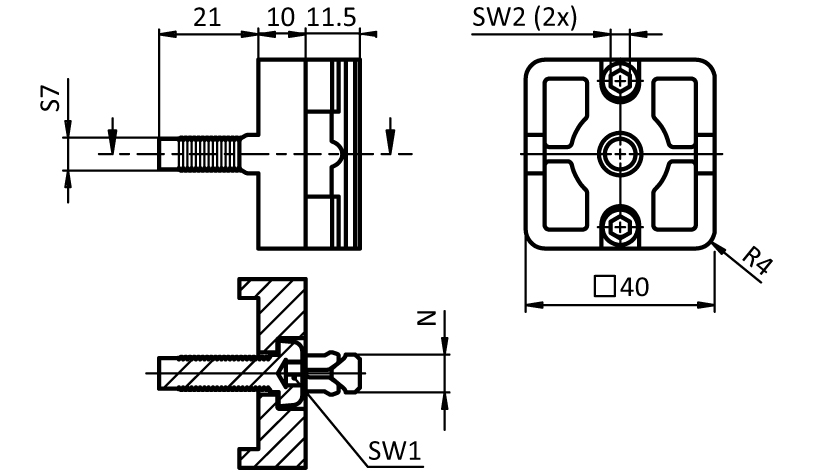 238-4450 RS PRO M4 Connection Plate, Connecting Component, Strut Profile 8 mm, Groove Size 8 mm