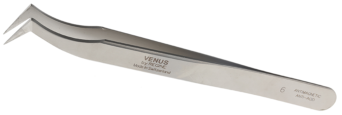 RS PRO 115mm Stainless Steel Hook Tweezer
