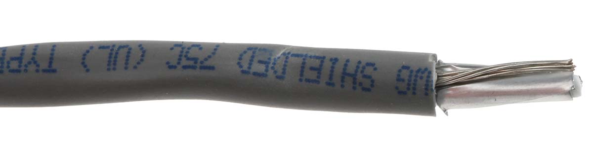 2401c-sl005 Alpha Wire Alpha Essentials Communication & Control Control Cable, 2 Cores, 0.35mm² 22 AWG, Screened, 30 m, Grey