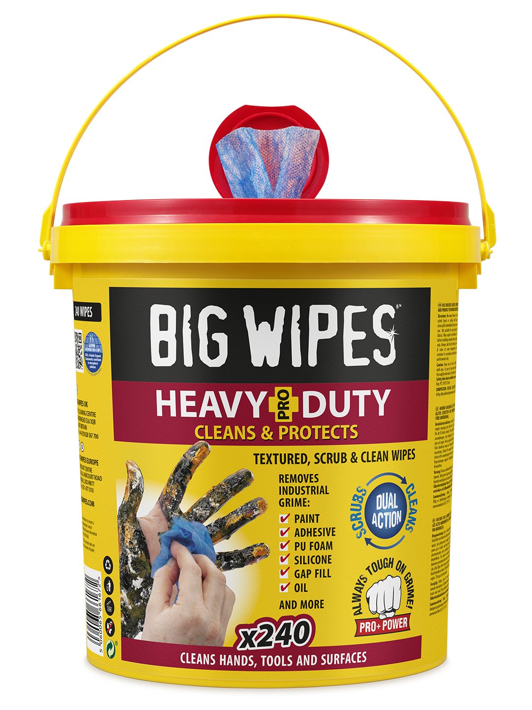 Big Wipes HEAVY DUTY PRO Wet Wet Wipes, Bucket of, 200 x 300 mm 240 Per Pack