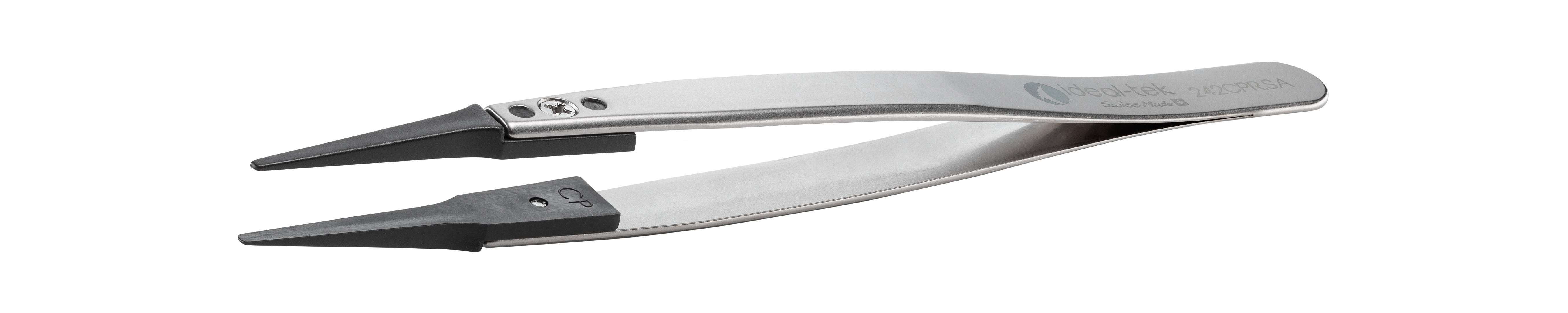 ideal-tek 130mm Stainless Steel, Carbon Fibre, Polyetheretherketone Fine, Straight, Flat, Round ESD Safe Tweezer