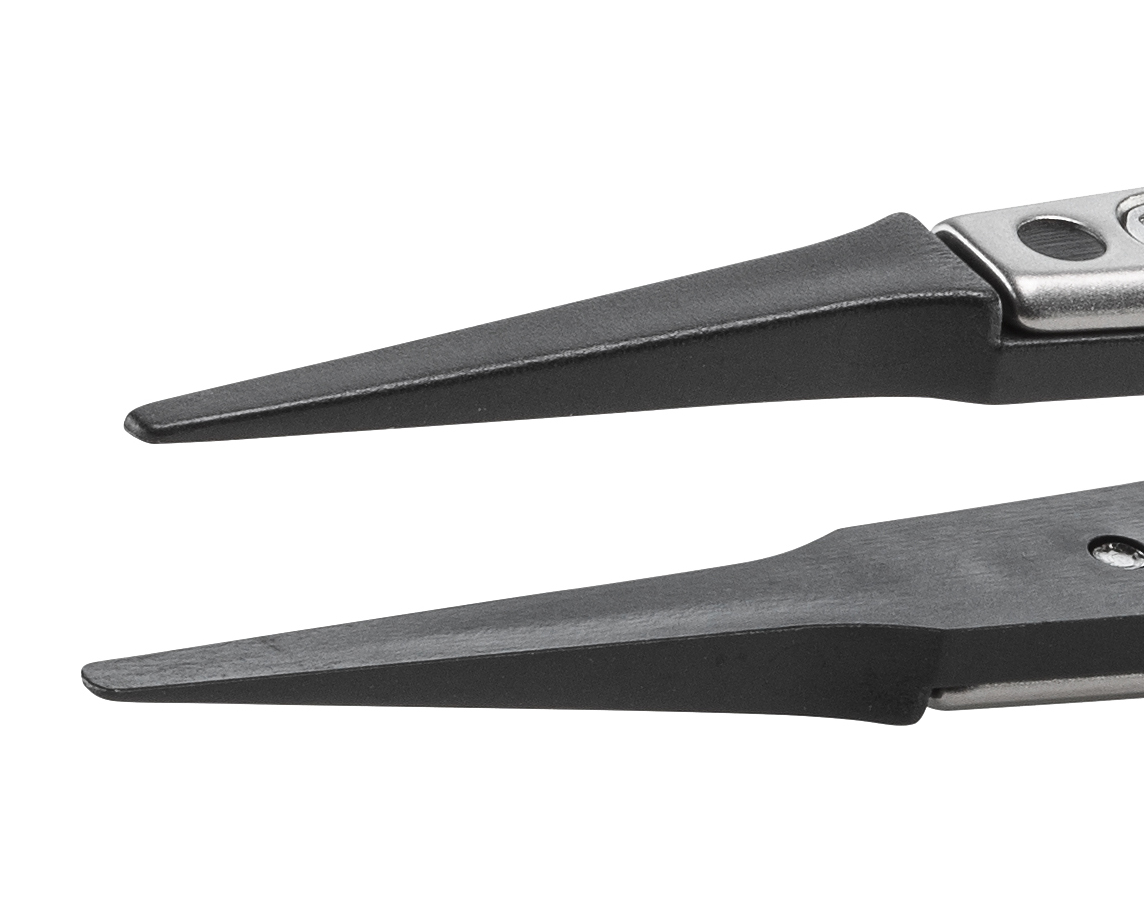 242cprsa1 ideal-tek 130mm Stainless Steel, Carbon Fibre, Polyetheretherketone Fine, Straight, Flat, Round ESD Safe Tweezer