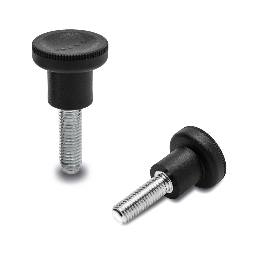 Elesa 243146-C1 Black Fibreglass Reinforced Polyamide Technopolymer Knob, M6 x 16 mm, Threaded Stud