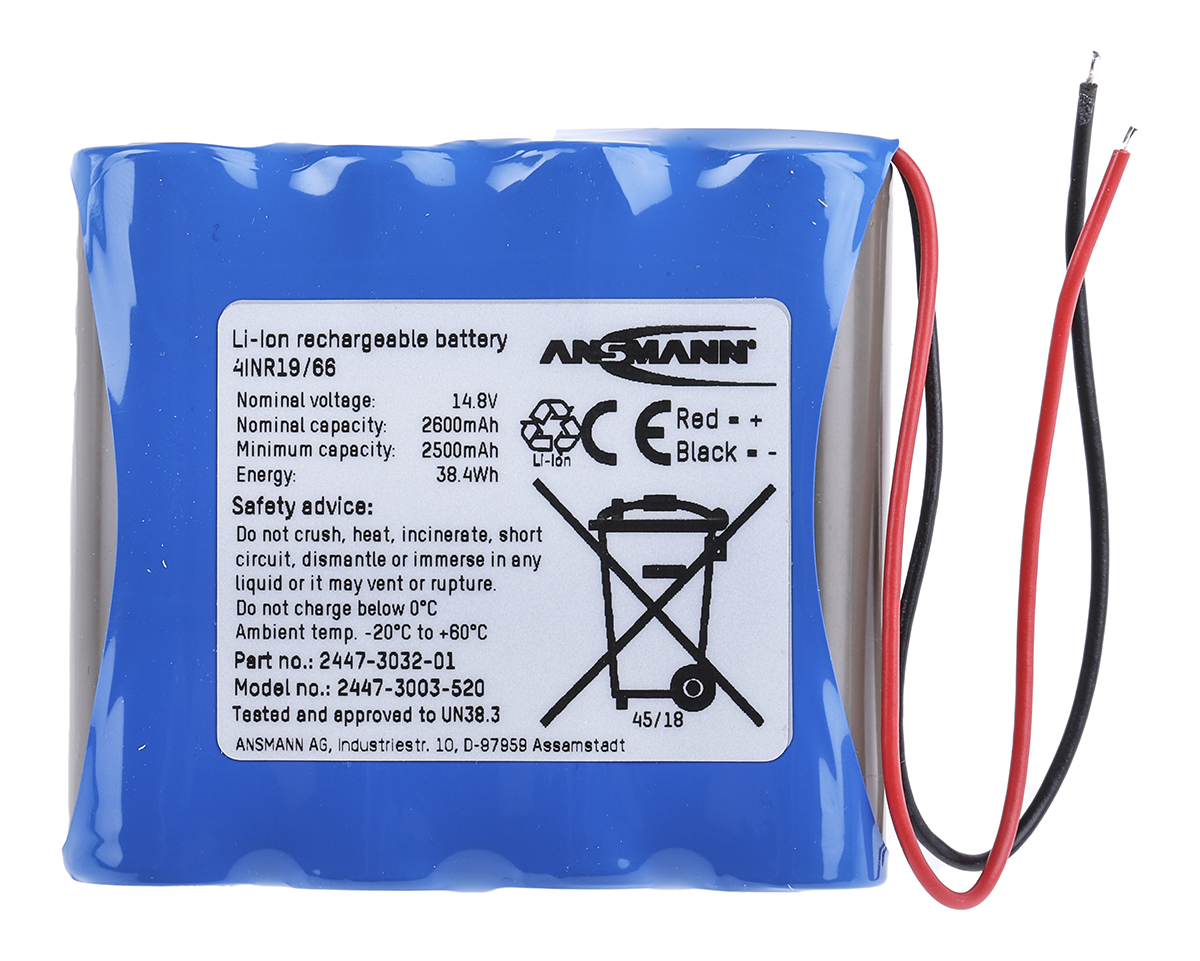 Ansmann 14.4 V Lithium-ion Rechargeable Battery Pack 4, 2600 mAh