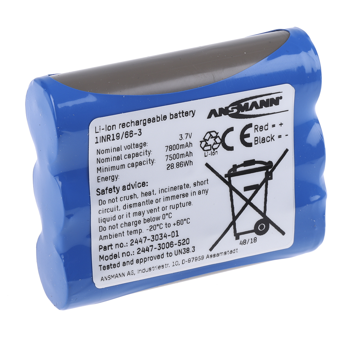 Ansmann 3.7 V Lithium-ion Rechargeable Battery Pack 3, 7800 mAh