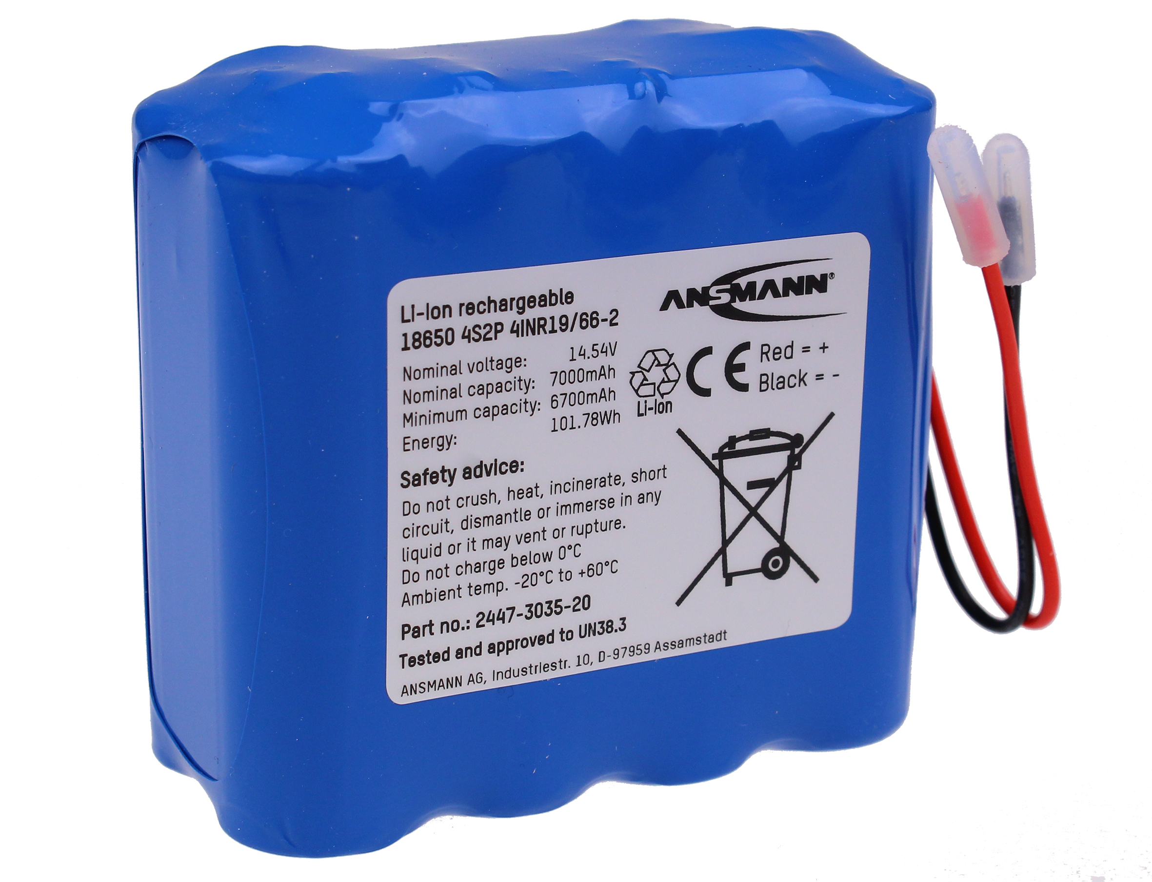 Ansmann 14.54 V Lithium-ion Rechargeable Battery Pack 8, 7 Ah
