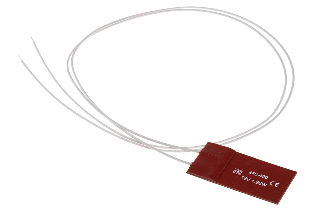 RS PRO Silicone Heater Mat, 12V dc, 2500 W Rectangle, 2 mm 50mm