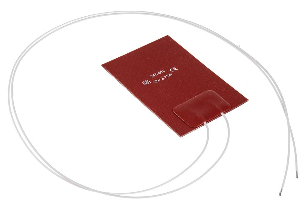 RS PRO Silicone Heater Mat, 24V dc, 3.75 W Rectangle, 50 mm 75mm