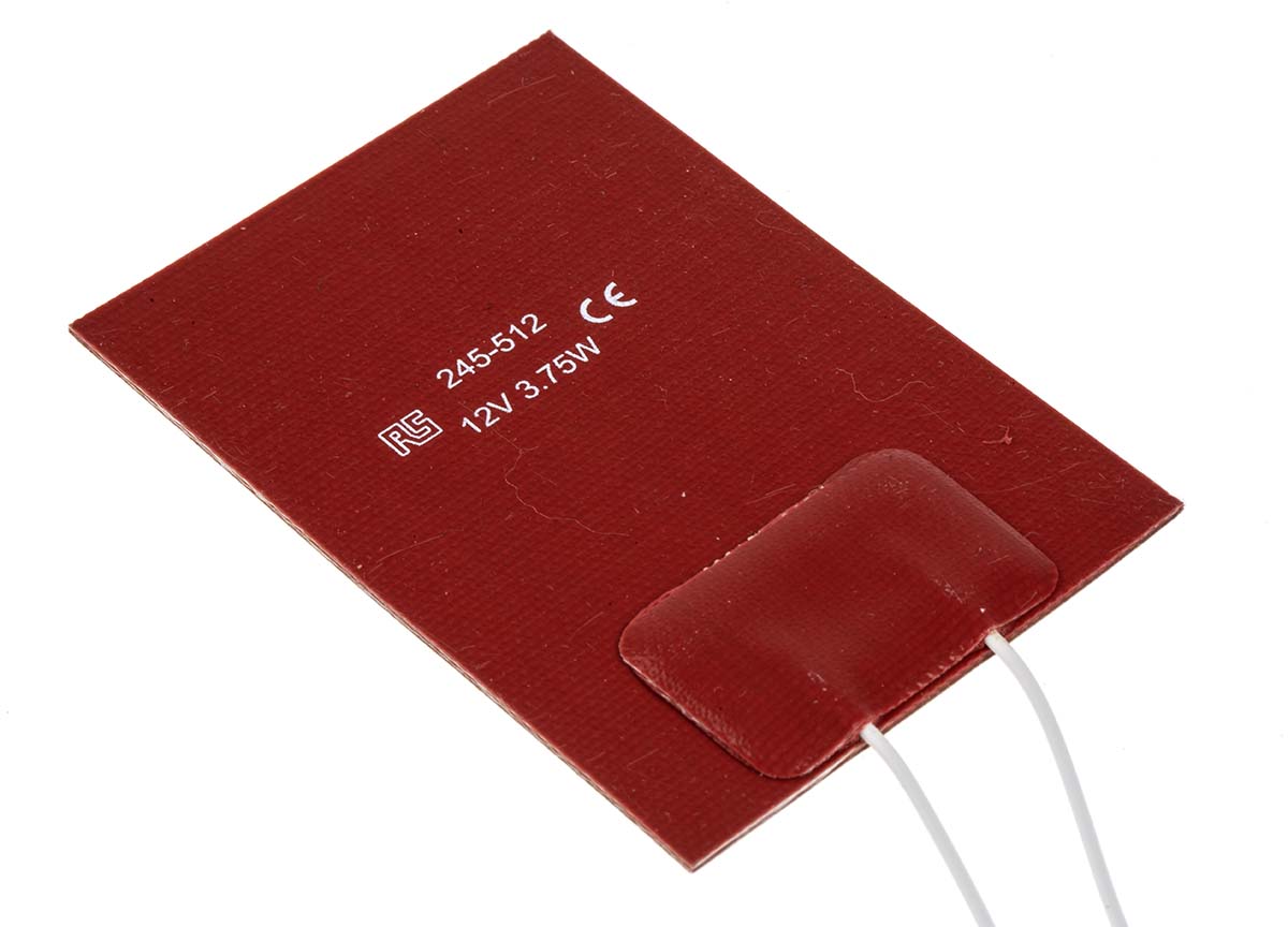 245-512 RS PRO Silicone Heater Mat, 24V dc, 3.75 W Rectangle, 50 mm 75mm