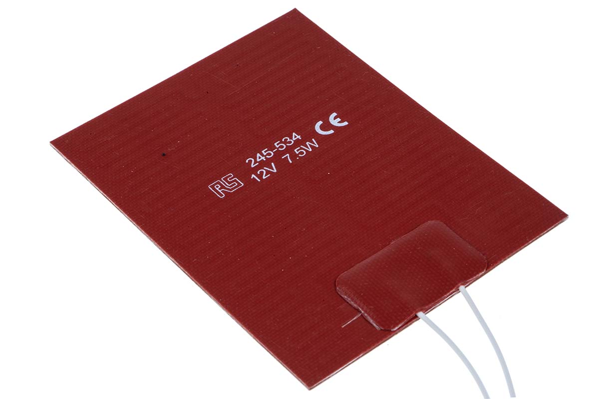 245-534 RS PRO Silicone Heater Mat, 24V dc, 7.5 W Rectangle, 75 mm 100mm