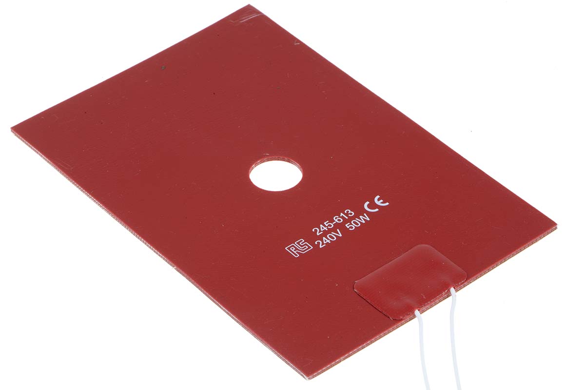 245-613 RS PRO Silicone Heater Mat, 24V ac, 50 W Rectangle, 30 mm 15mm
