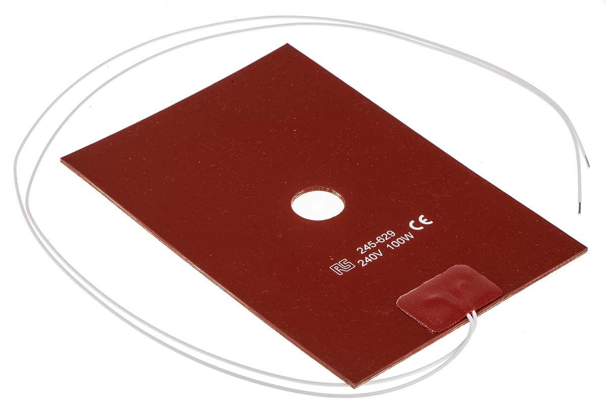 RS PRO Silicone Heater Mat, 24V ac, 100 W Rectangle, 30 mm 15mm
