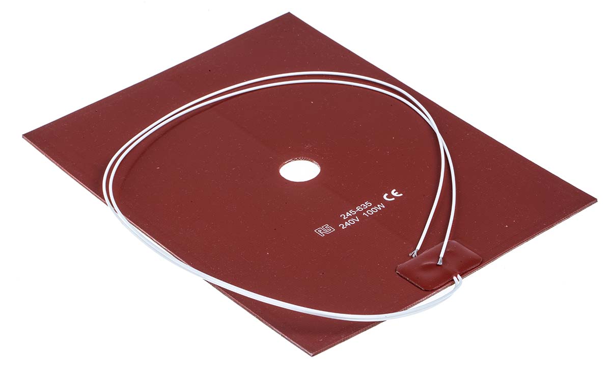 RS PRO Silicone Heater Mat, 24V ac, 100 W Rectangle, 30 mm 15mm