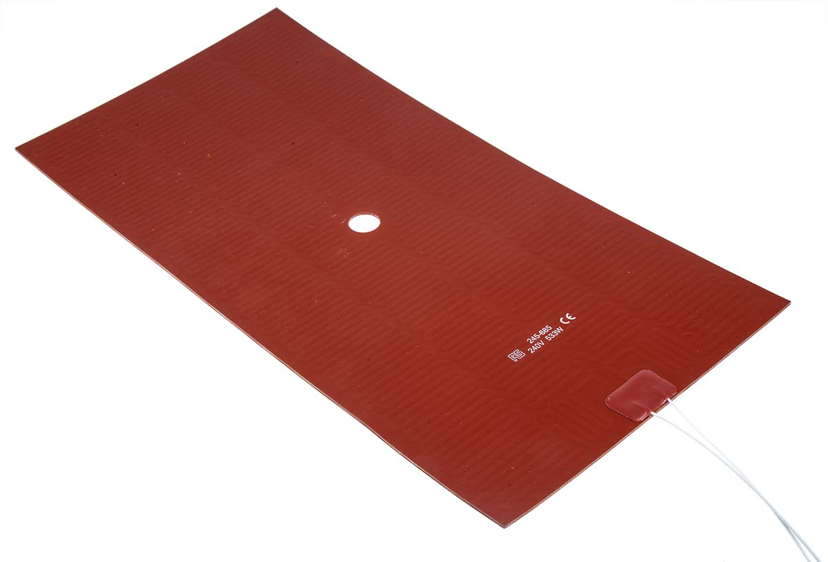 245-685 RS PRO Silicone Heater Mat, 24V ac, 533 W Rectangle, 30 mm 15mm