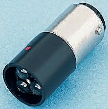 Marl White Indicator Lamp Single Chip, 130V dc, Ba15D Base, 16 mm Diameter, 14000mcd
