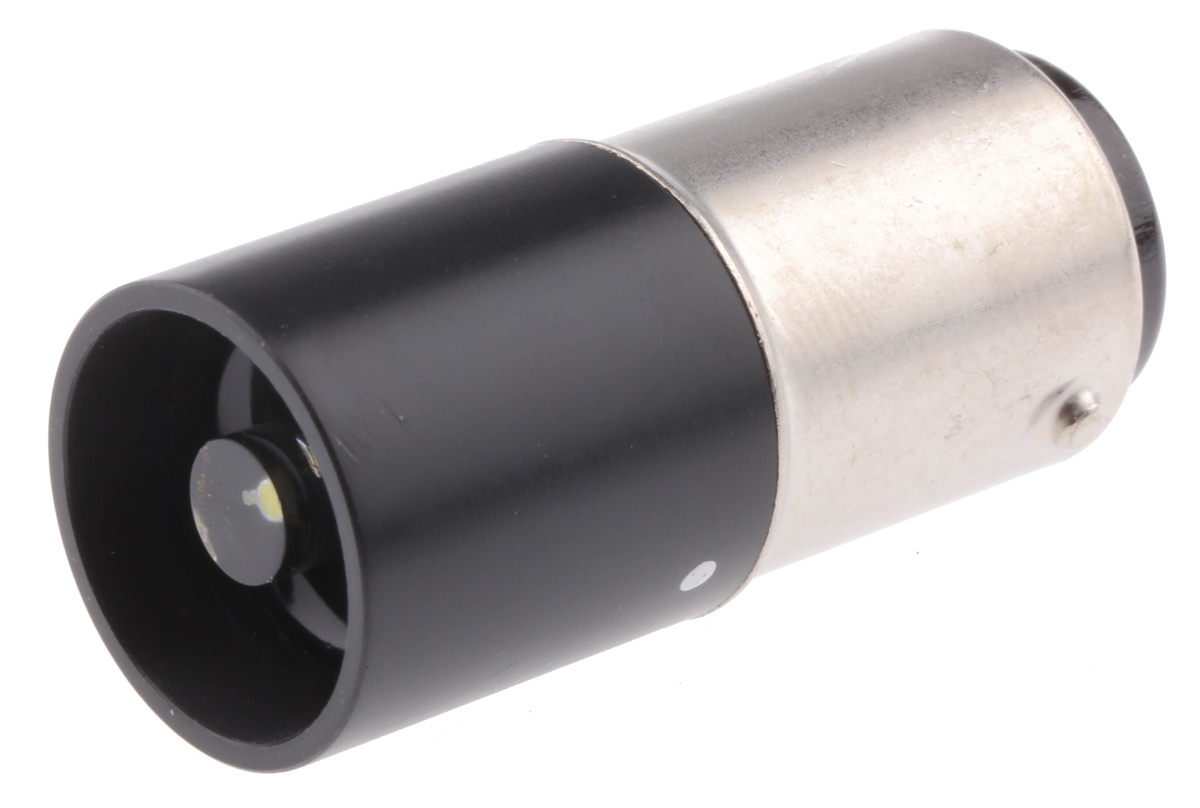Marl White Indicator Lamp Single Chip, 28V dc, Ba15D Base, 16 mm Diameter, 14000mcd