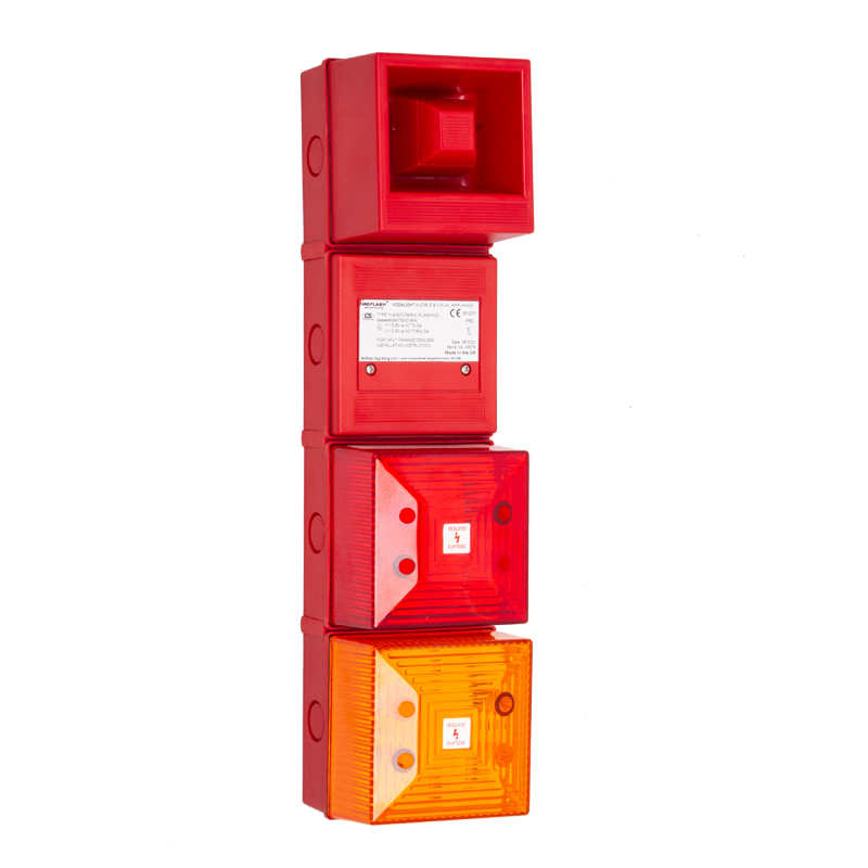 Moflash YL4IS Series Amber, Red Sounder-Beacon Combination, IP65 24V dc Wall 100 dB @ 1m