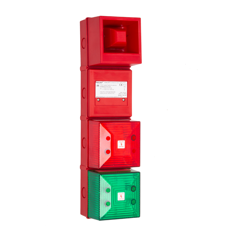 Moflash YL4IS Series Red, Green Sounder-Beacon Combination, IP65 24V dc Wall 100 dB @ 1m