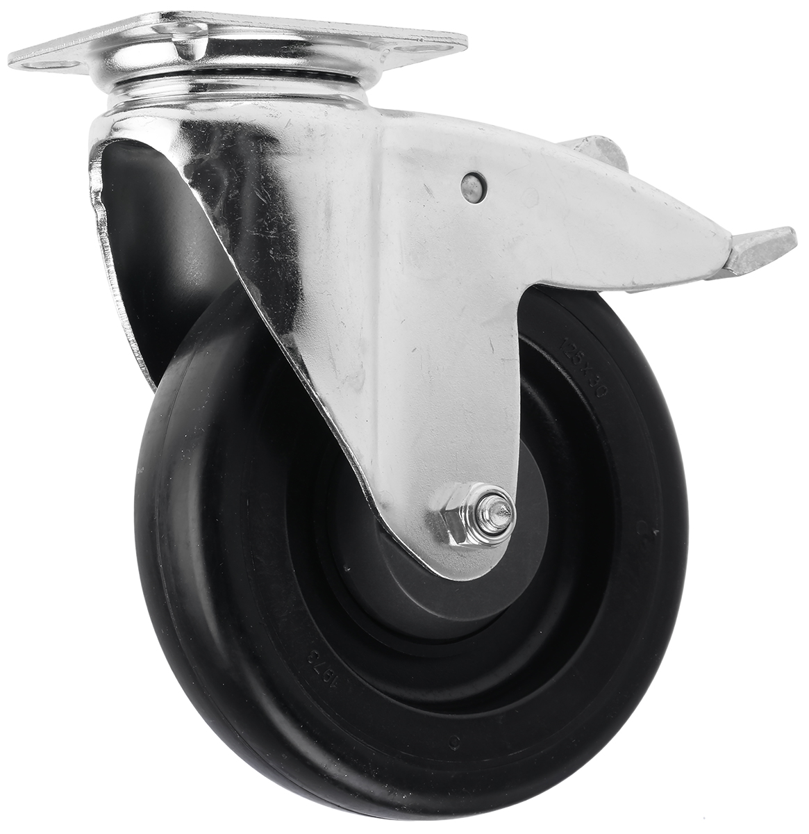 Tente Braked Swivel Castor, 100 kg Capacity, 125 mm Wheel, Rubber
