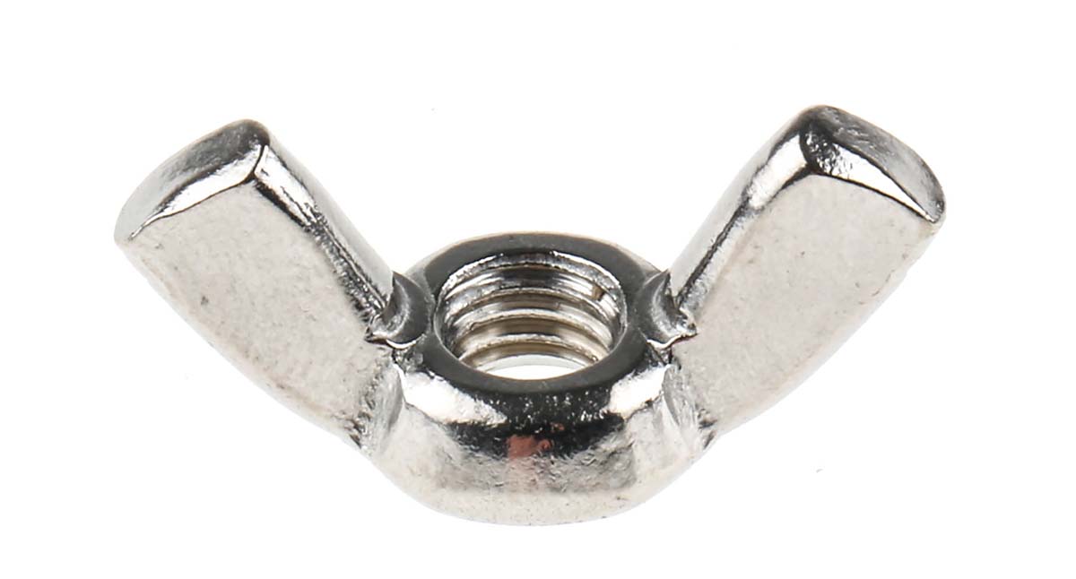 RS PRO 30 mm Bright Zinc Stainless Steel Wingnut, M6