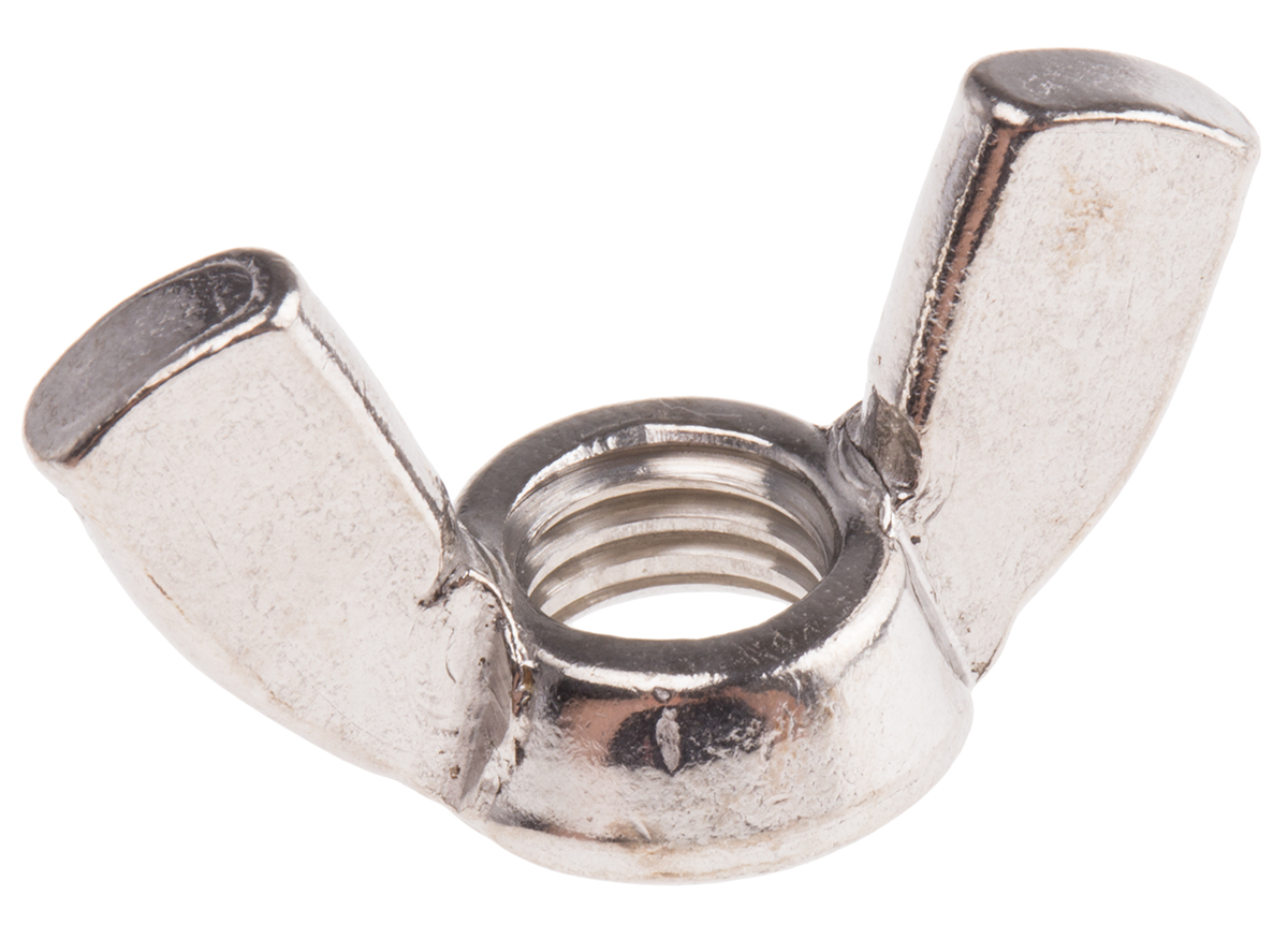 RS PRO 48 mm Bright Zinc Stainless Steel Wingnut, M10