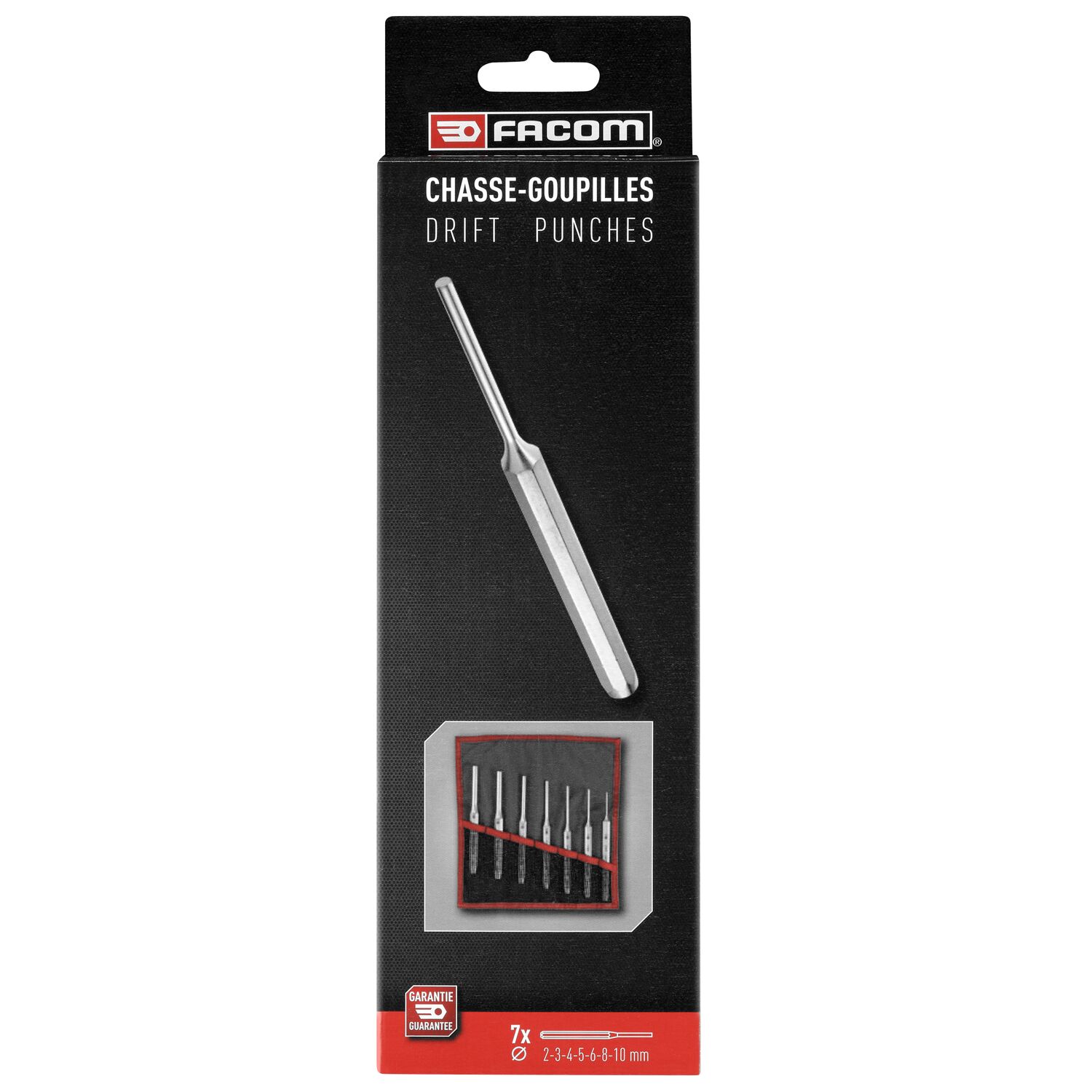 Facom 7-Piece Punch Set, Drift Punch, 10mm Shank