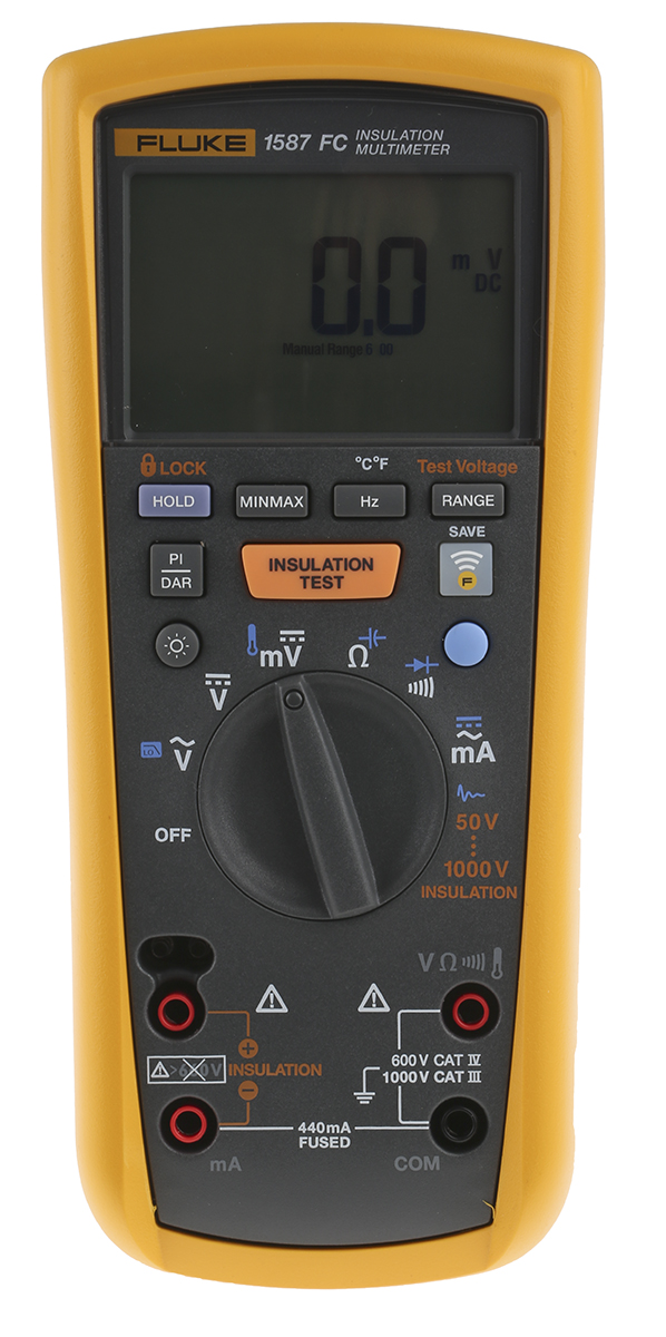 Fluke 1587 Insulation Tester, 50 V Min, 1000 V Max CAT IV, CAT III, UKAS