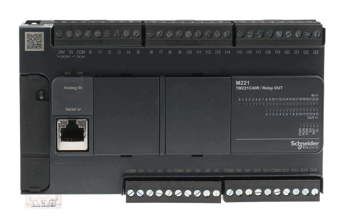 tm221c40r Schneider Electric Modicon M221 PLC CPU Mini USB Interface, 10000 Steps Program Capacity