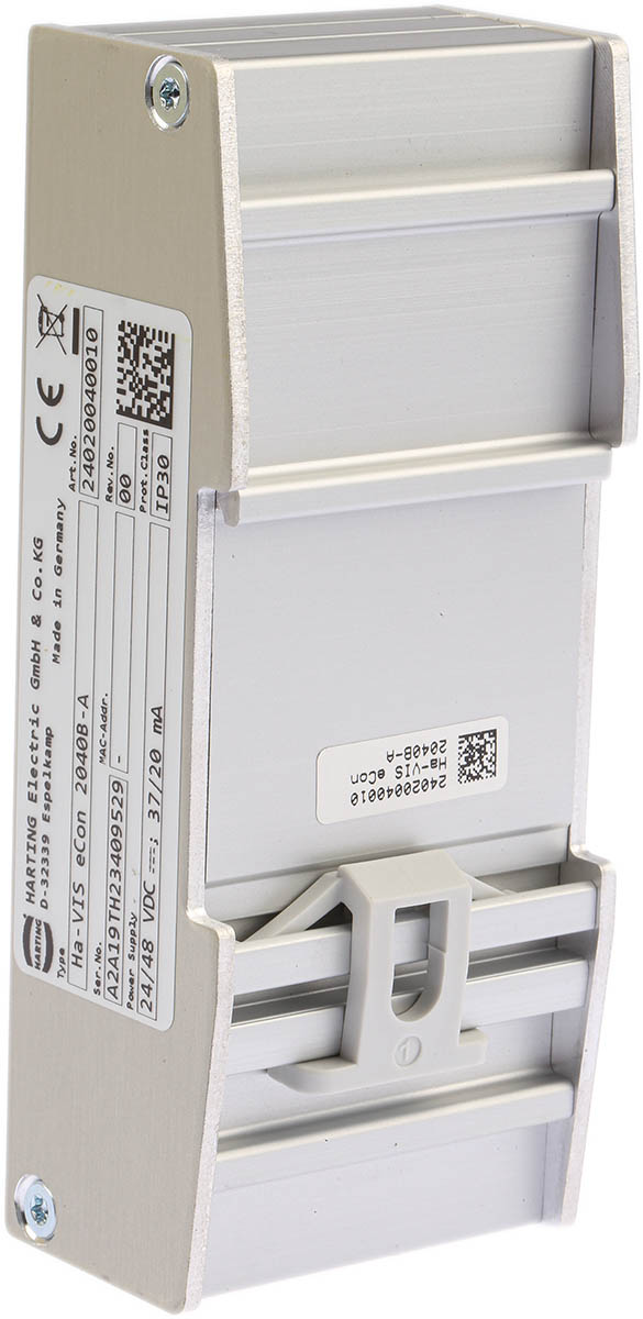 24020040010 HARTING DIN Rail Mount Industrial Ethernet Switch, 4 RJ45 Ports, 10/100Mbit/s Transmission, 28/48V dc