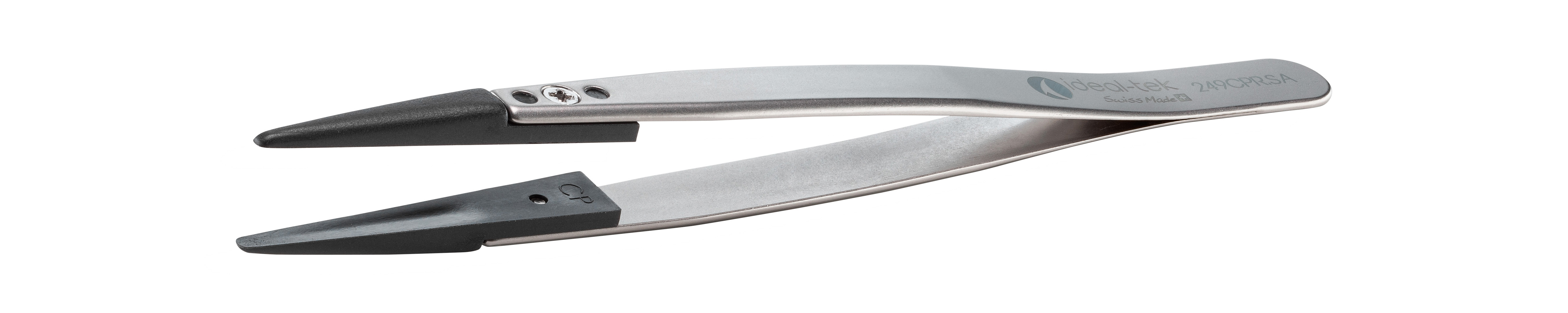 ideal-tek 130mm Stainless Steel, Polyetheretherketone Strong, Thick, Straight, Bevel ESD Safe Tweezer