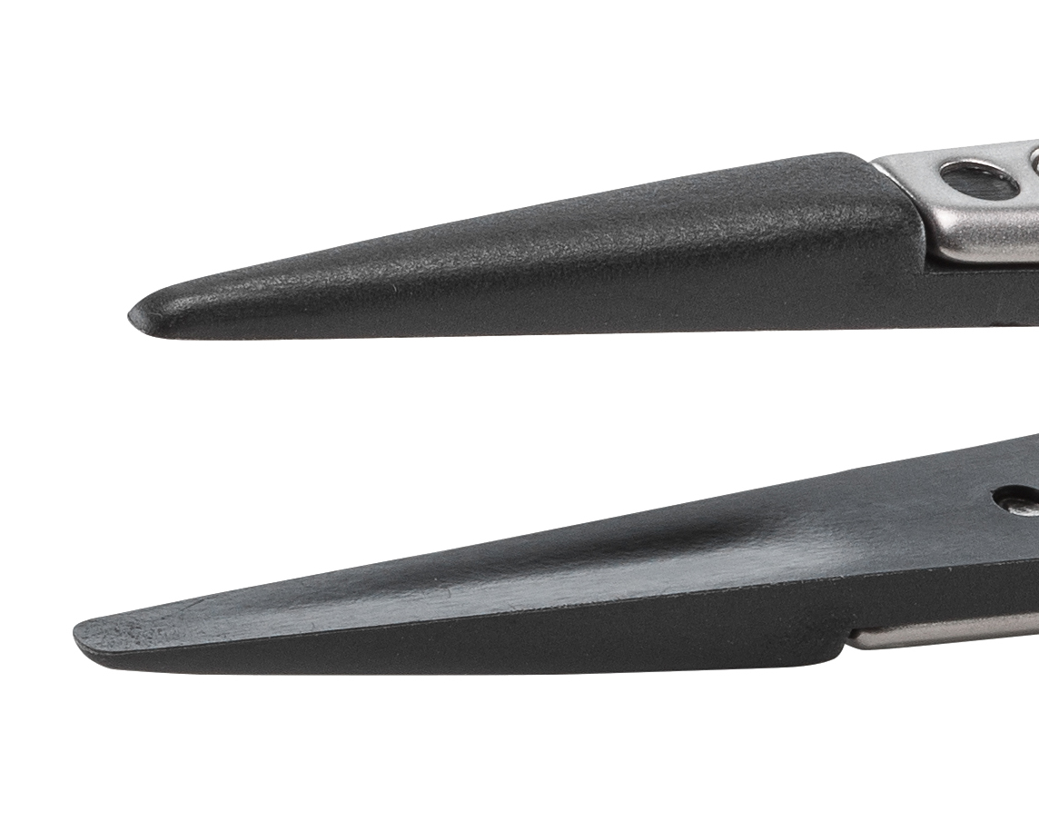 249cprsa1 ideal-tek 130mm Stainless Steel, Polyetheretherketone Strong, Thick, Straight, Bevel ESD Safe Tweezer