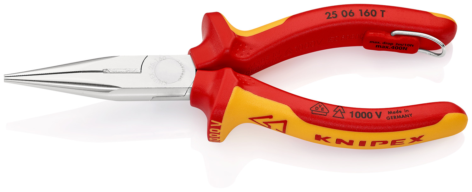 Knipex 1-Piece Long Nose Plier Round, 160 mm Overall VDE/1000V Approved, 50mm Jaw