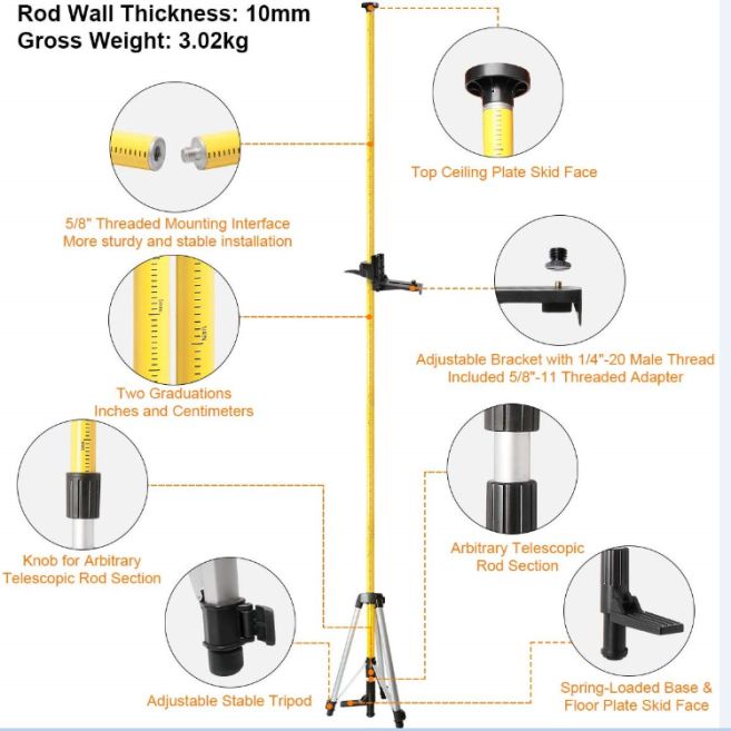 250-8679 RS PRO Telescopic Pole Mounting Stand Pole, For Use With Floor to Ceiling Support