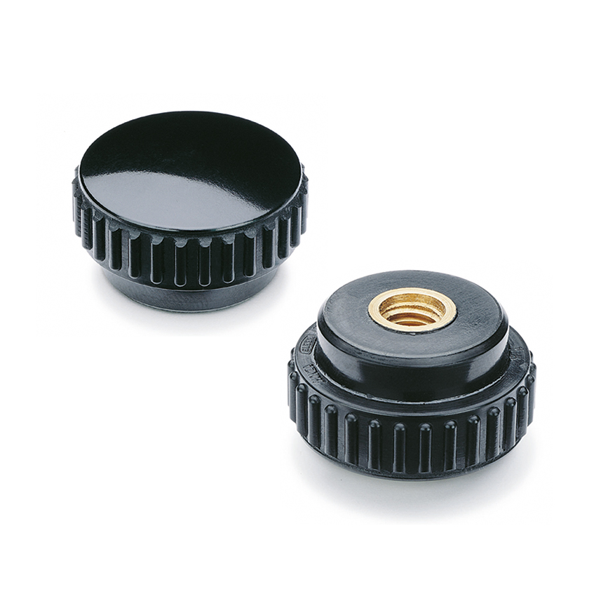 Elesa 2501 Black Duroplast Round Knob, M8, Blind Hole