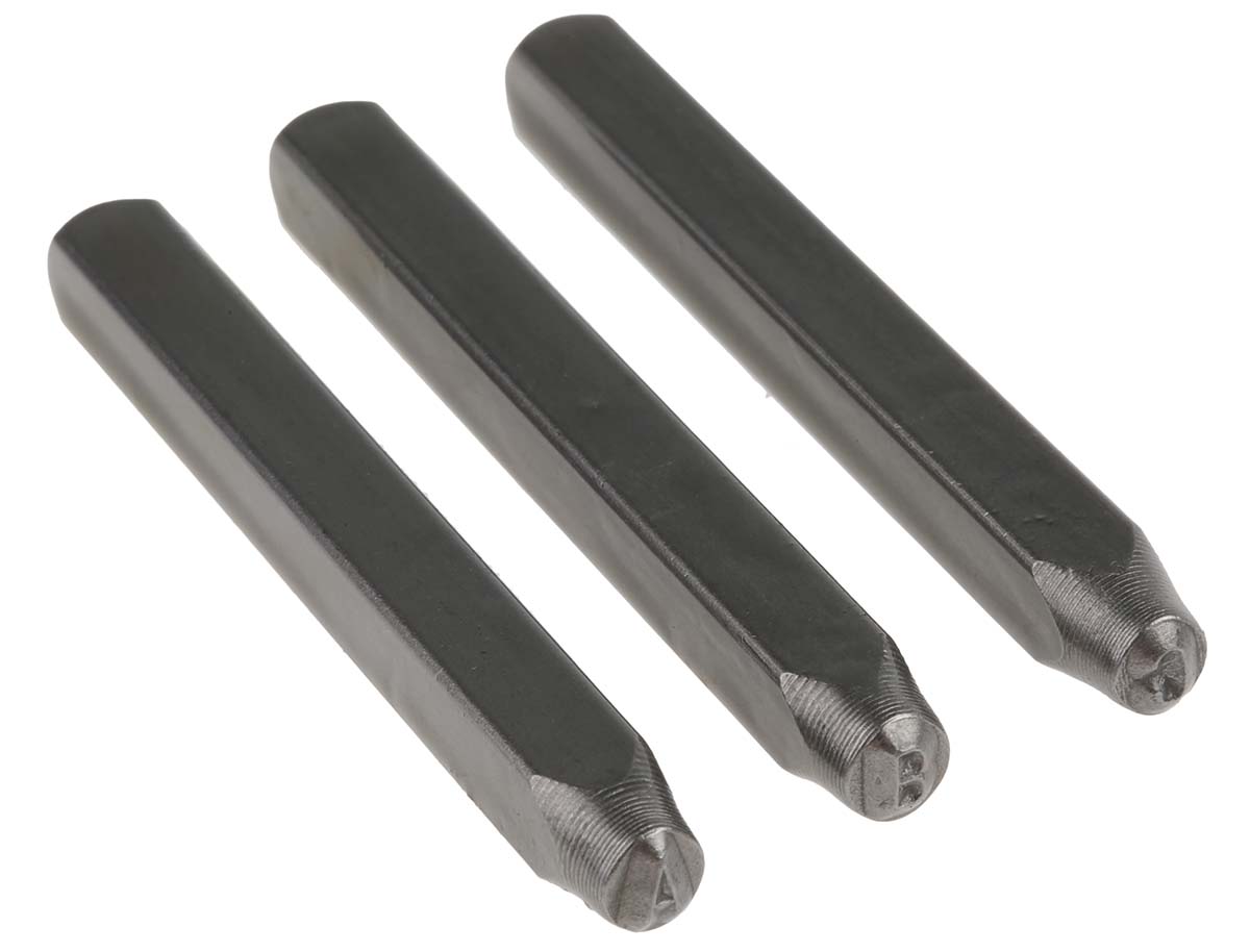 RS PRO 3 mm x 27 Piece Engraving Punch Set, (Letter Punch Set: 27 Pieces, Plus 12 Blanks, Fount Punch Set: 100