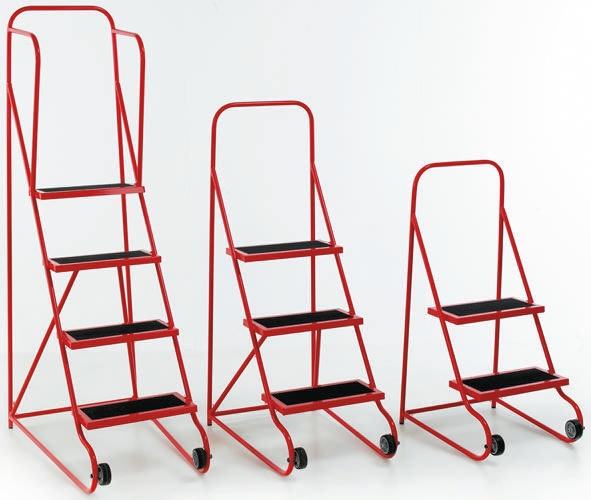 RS PRO 2 Tread Steel, Rubber Steps 0.5m Platform Height, Red