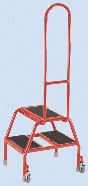 RS PRO 2 Tread Rubber, Steel Steps 0.39m Platform Height, Red