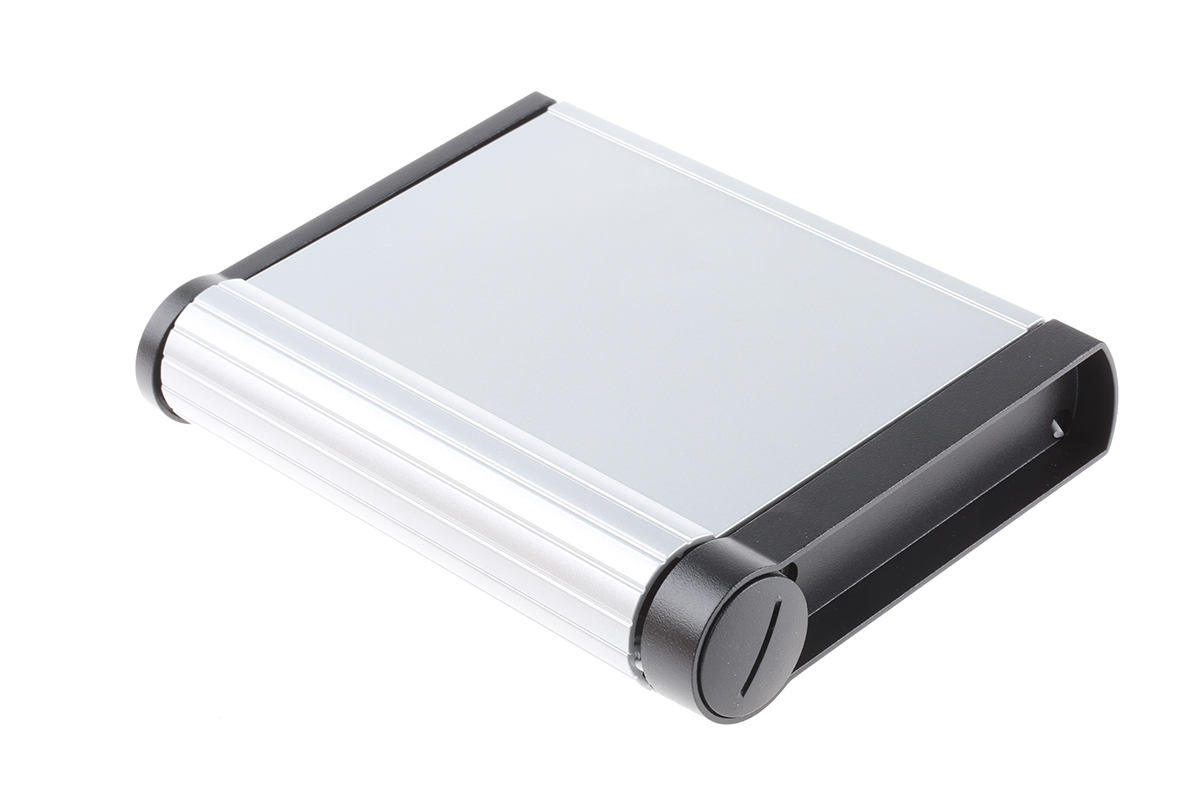 ROLEC mobilCASE Series Silver, Black Aluminium Handheld Enclosure Integral Battery Compartment Display Window, IP54,